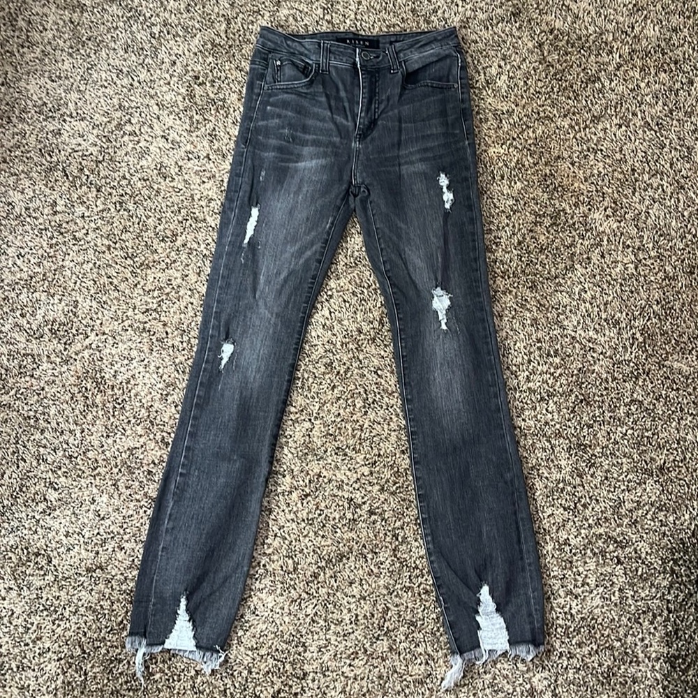 Risen Distressed Skinny Jeans